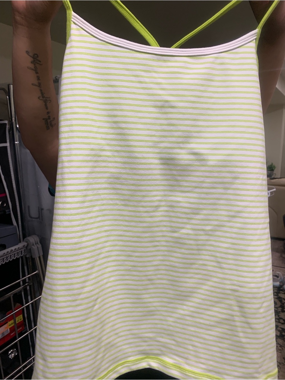 lululemon athletica White and Lime Green Striped A-Line Skirt